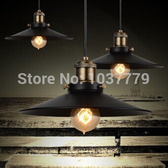 edison chandelier vintage e27 black finished iron shade industrial pendant lamp