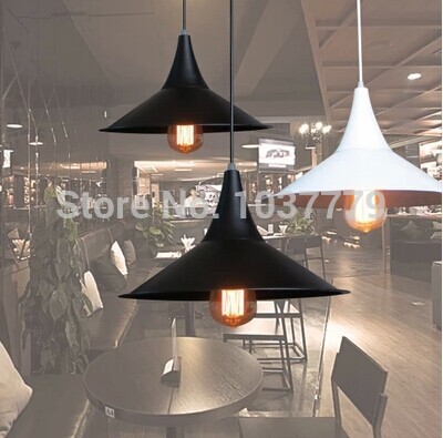 white or black color iron shade like a hat iron vintage pendant lamp