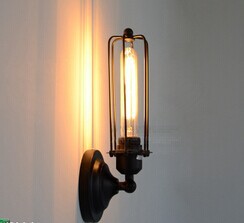 5pcs/lot edison wall lamps vintage iron black cage shade e27 fitting 110v/220v lighting industrial home decoration wall lamps
