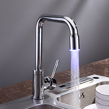 contemporary chrome pull out water kitchen sink faucets tap with color changing ,torneira para pia cozinha grifo cocina