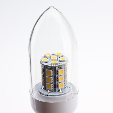 10pcs/lot led e27 candle light ac110/220v 5w 27x5050smd warm white/whire lamp bulb