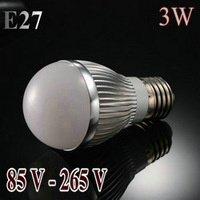 5pcs/lots led lamp bulb e27 3w 220v/110v 270lm warm white/white silver shell lamps for home