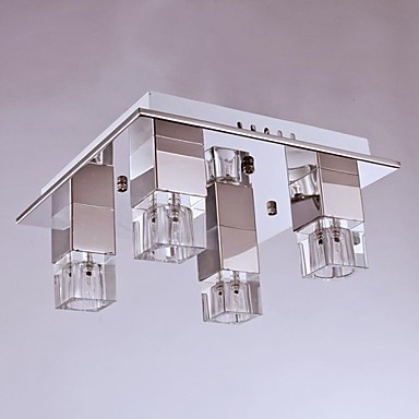 artistic stainless steel plating 4 lights led modern crystal ceiling lamp light for living room bedroom lighting