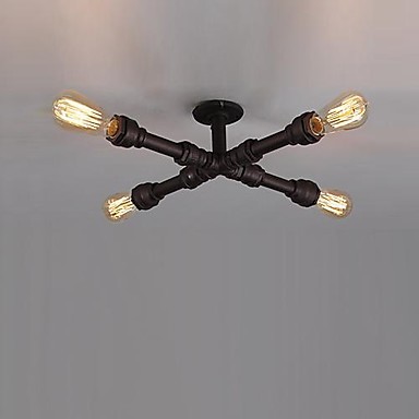 flush mount loft style industrial vintage ceiling light with 4 lights for living room hallway fixtures,edison pipe lamp