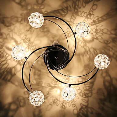 lustre de cristal, modern led crystal ceiling light lamp with 6 lights for living room home decoration