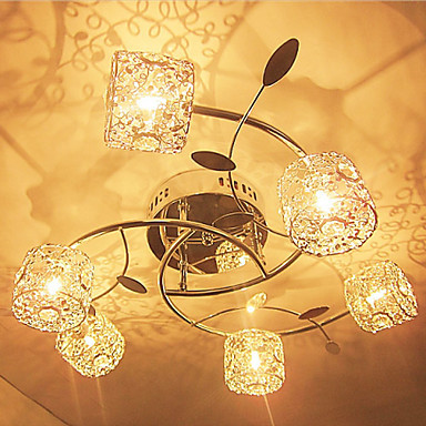 lustres de cristal modern led crystal ceiling light lamp with 6 lights for living room