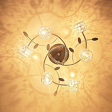 lustres de cristal modern led crystal ceiling light lamp with 6 lights for living room