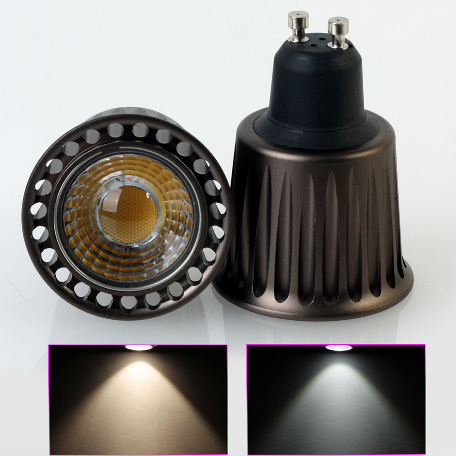 2pcs/lot cob led spotlight gu10 85-265v 7w 6300lm warm white/whire led bulb spot light