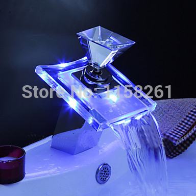 diamond style handles color changing led water power bathroom basin sink mixer tap faucet tap toilet wf-6076
