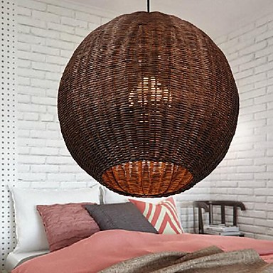 globe brown cane modern led handing pendant lights lamp with 1 light for living room lustre pendentes