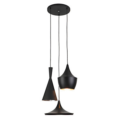 luminaire led modern pendant light handing lamp,3 lights,american style black iron aluminum spinning