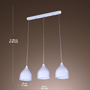 luminarias handing led modern pendant light lamp with 3 lights in white shade