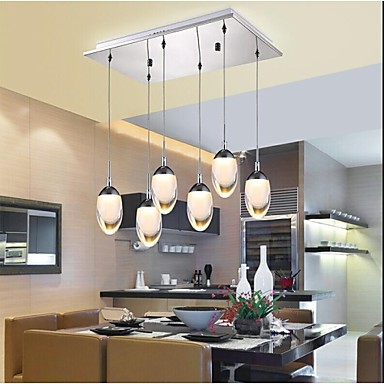 new design acrylic modern led pendant lighting lamp with 6 lights for dining room, lustres e pendentes de sala