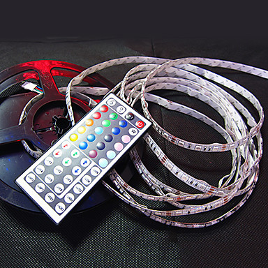 4pcs/lot rgb led strips light waterproof 12v 5m smd 5050 300 leds/roll +44 keys ir remote controller