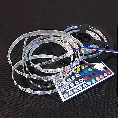 4pcs rgb led tape strip lightsnon-waterproof 12v 5m smd5050 300 leds/roll +24 keys ir remote controller
