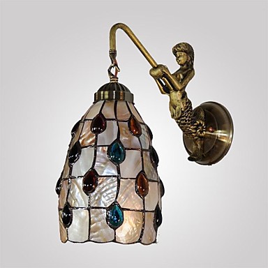 in tiffany style led wall lamp lights for home 5 inch shell material corridor, wall sconce lampara de pared