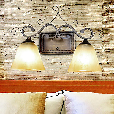 led vintage wall lamp light with 2 lights for home lighting resin glass painting ,wall sconce arandelas