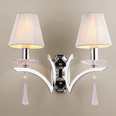 modern crystal led wall light lamp with 2 lights for home berdroom lighting wall sconces