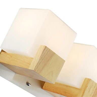 oak modern led wall light lamp with 2 lights for living room bedroom, wall sconce