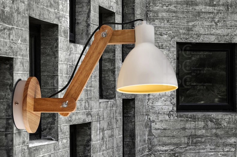 wood modern led wall lamp light with arm beside lamp wall sconce, arandelas lamparas de pared
