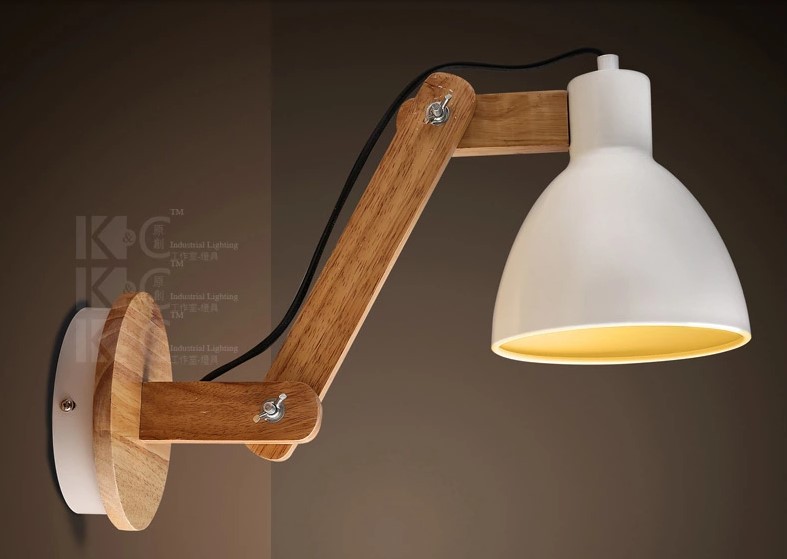 wood modern led wall lamp light with arm beside lamp wall sconce, arandelas lamparas de pared
