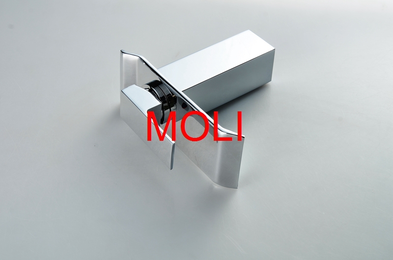 contemporary polished chrome basin faucet bathroom square faucets single lever single hole waterfall sink tap