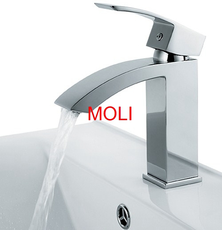 fashion style soild brass chrome finish bathroom faucet square sink waterfall robinet torneira banheiro