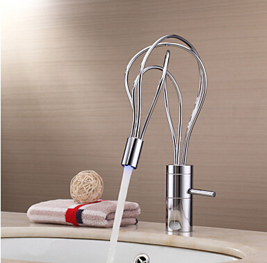 tall bathroom sink faucet mixer tap led light water faucet temperature sensor 3 color color water temperature sensor faucet