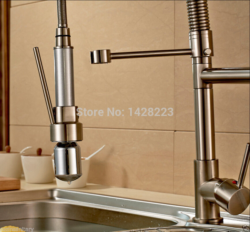 brushed nickel led color changing kitchen faucet and cold single handle kitchen mixer taps