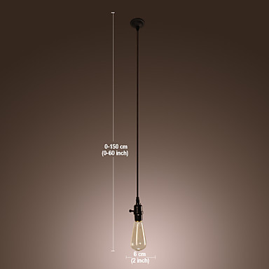 60w loft style vintage industrial pendant lights lamp with black wire weaved chain and plastic light holder