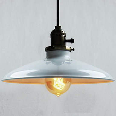 60w retro retro loft style edison bulb vintage industrial pendant light lamp with white metal plate shade,luminarias