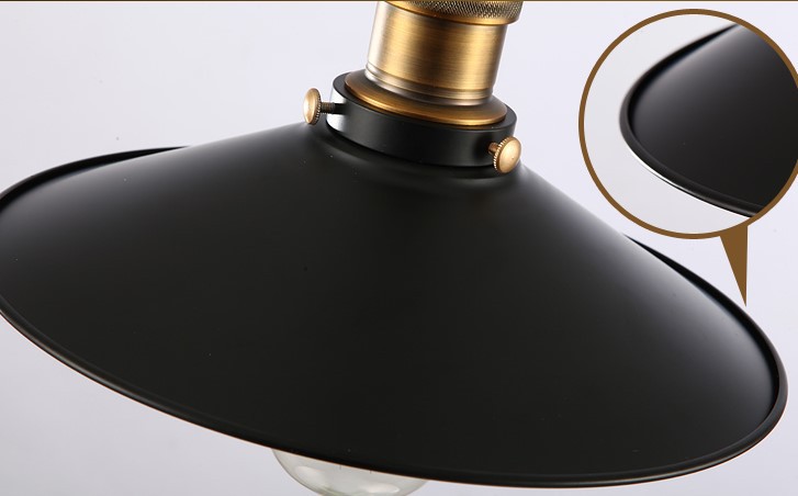 60w retro style loft edison vintage lamp industrial pendant light fixtures with black lampshade,handing lamp light