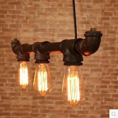 65cm retro loft style vintage industrial lighting pendant lights with 6 edison bulbs , water pipe lamp