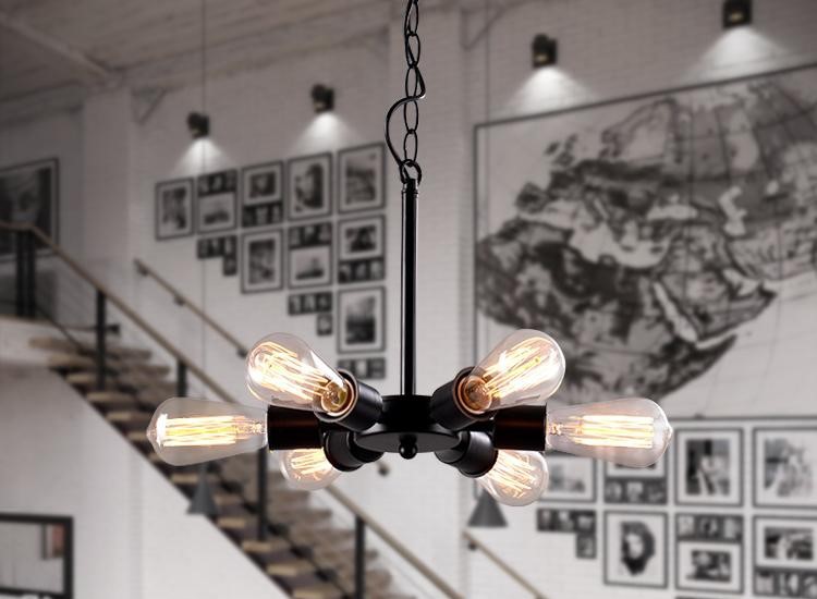 edison country retro loft style vintage industrial pendant lamp with 6 lights ,lamparas vintage industrial