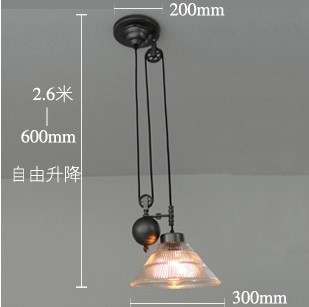 retro loft style vintage industrial pulley pendant light lamp in glass lamp shade,lustres de sala teto