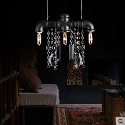 retro style loft vintage industrial lighting pendant light with 3 lights pipe hanging light ,lamparas colgantes