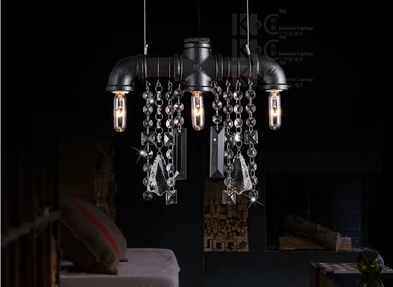 retro style loft vintage industrial lighting pendant light with 3 lights pipe hanging light ,lamparas colgantes