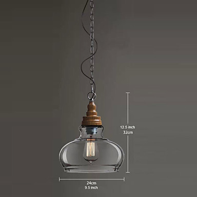 wood grain loft style modern industrial pendant light lamp edison bulb, lamparas lustres e pendentes