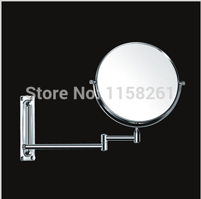 8' whole beauty brass wall mounted bathroom mirror double side 3x1 magnifying makeup mirror chrome hsy-1108