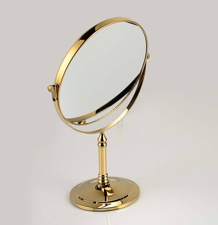 8" whole fashionable golden finish double sides table magnifying makeup/cosmetic mirror/ for bathroom/el 728a