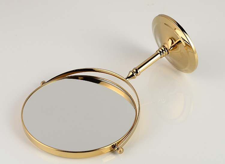 8" whole fashionable golden finish double sides table magnifying makeup/cosmetic mirror/ for bathroom/el 728a