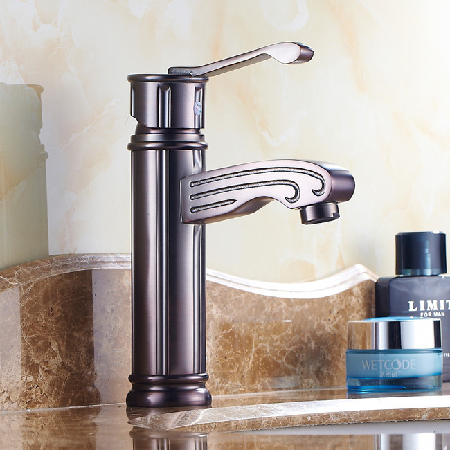 fashion single handle solid brass basin faucet oil rubbed bronze antique mixer faucets and cold r1603c