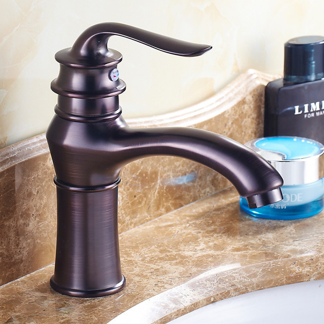 oil rubbed bronze finish bathroom short vessel sink basin mixer tap faucet deck mounted single handle r1618c