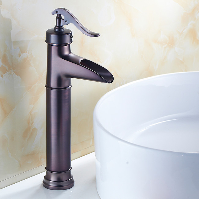 oil rubbed bronze single lever single hole tall bathroom antique faucet and cold r668a