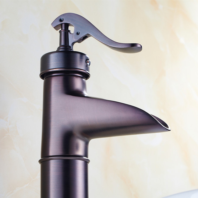 oil rubbed bronze single lever single hole tall bathroom antique faucet and cold r668a