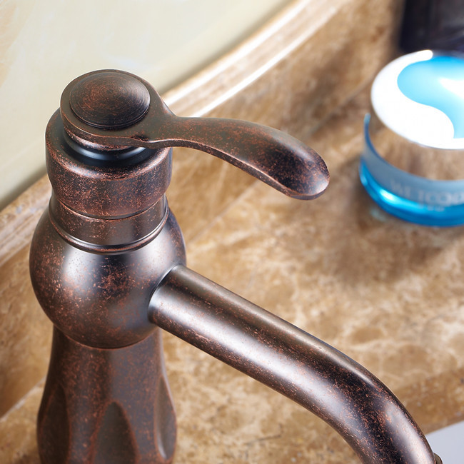 ! retro antique red bronze finish single handle bathroom sink faucet mixer tap h1611c