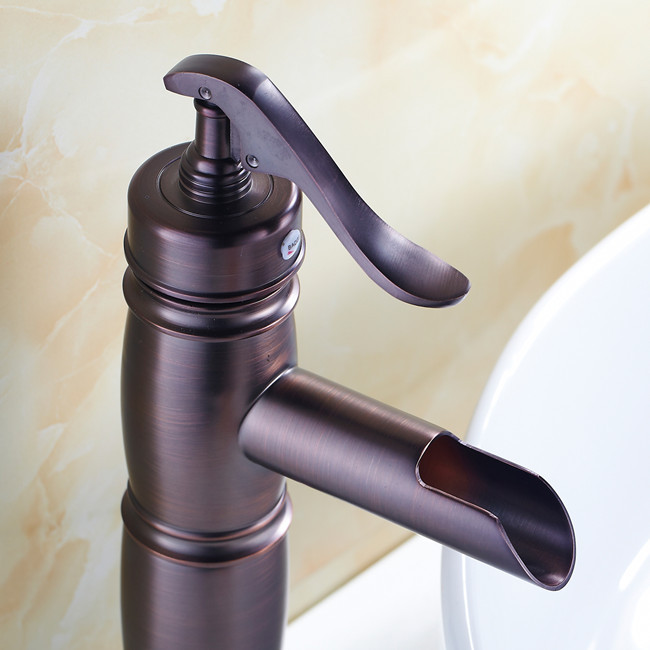 vintage style oil rubbed bronze bathroom mixer tap single handle waterfall basin faucet r666a