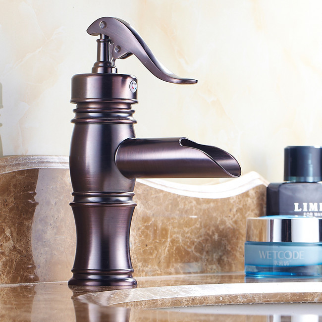 whole and retail modern oil rubbed bronze waterfall bathroom basin faucet water pump shape mixer tap r666c