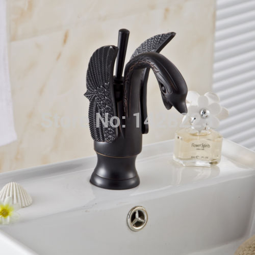 creative swan shape and cold water basin sink faucet oil rubbed bronze single lever bathroom basin mixer tap