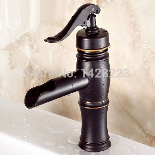 oil rubbed bronze bathroom waterfall " water pump" shape basin faucet single handle deck mounted one hole